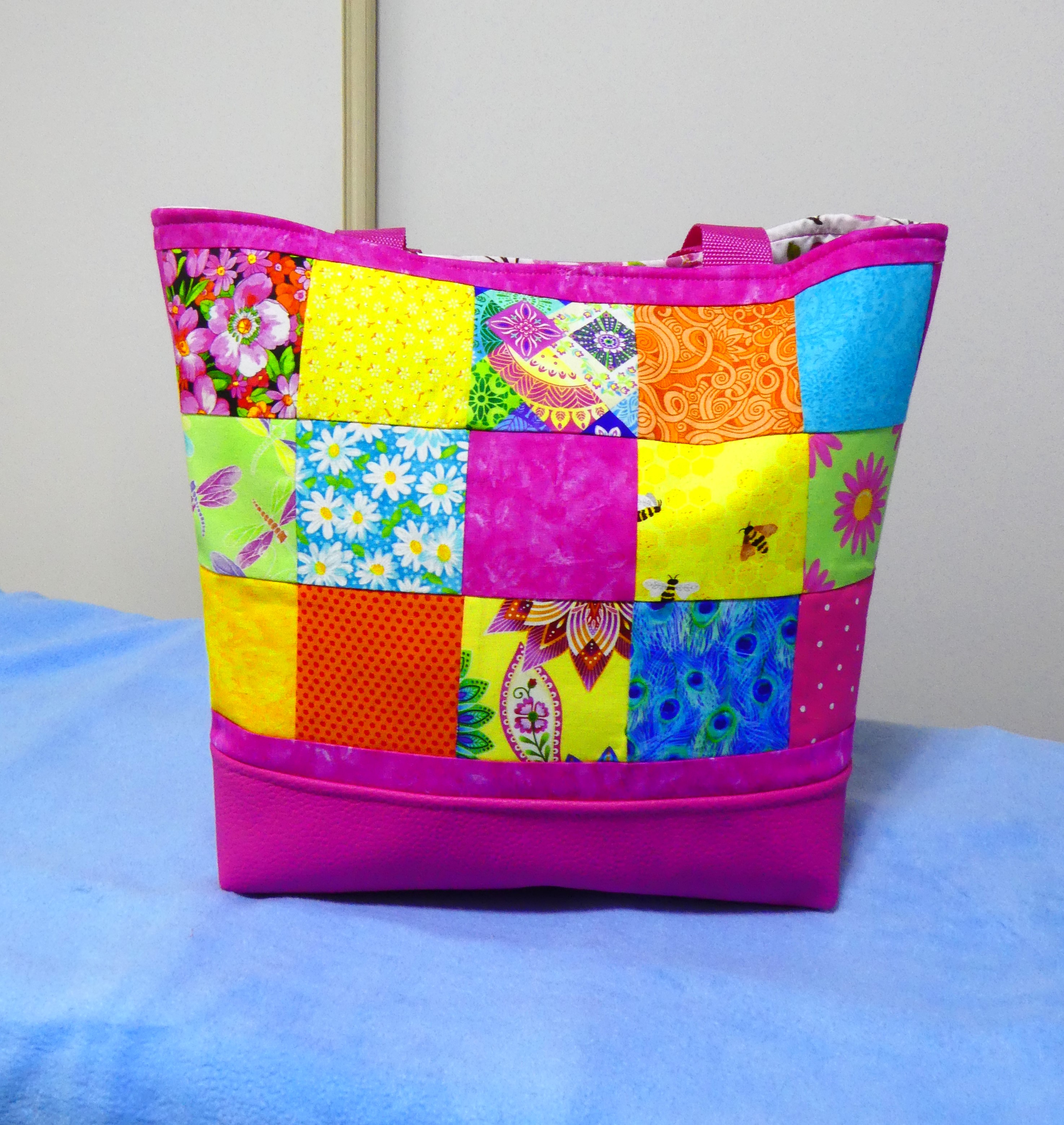 QUALITY HANDMADE PATCHWORK COTTON AND LEATHER BAG